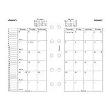 Filofax Month on Two Pages Refill for 2016 Mini Size Yearly Calendar, 4.125 x 2.625