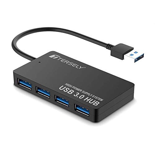 T Tersely 4-Port USB 3.0+2.0 Hub, Ultra Slim High Speed Data USB Hub Compact Expansion Smart Splitter for MacBook, Mac Pro/Mini, iMac, Surface Pro, XPS, Notebook PC, USB Flash Drives, Mobile HDD, More