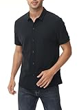 ZTN Men's Casual Stretchy Short Sleeve Button Down Wrinkle Free Shirts UV50+ Moisture Untucked Dress Summer Shirts Black XL
