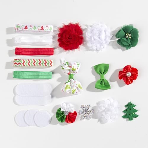 Conjunto de tiara artesanal com laço e flor elástica para crianças com tecido de chiffon DIY – acess