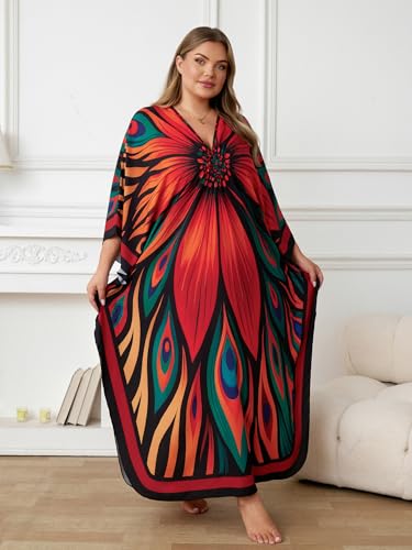 Image of Kaftan Dress for Women - Plus Size Caftan Maxi Beach Dress Moo Moos Loungewear, Swimsuit Cover Up for Beach, Pool or Vacation