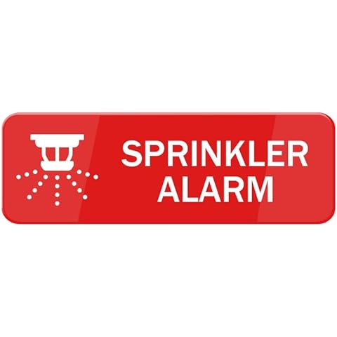FZQDMT Sprinkler Alarm Sign, Signage White/Red Plastic Acrylic, 10"" X 3' With Double Side Tape, Adhesive, Easy Mounting Cover