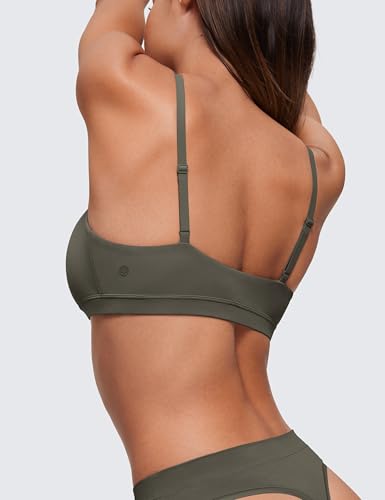 Image of CRZ YOGA Softhold Double Lined Scoop Neck Bralette - Womens Adjustable Straps Cami Wireless Sleep T-Shirt Everyday Bra