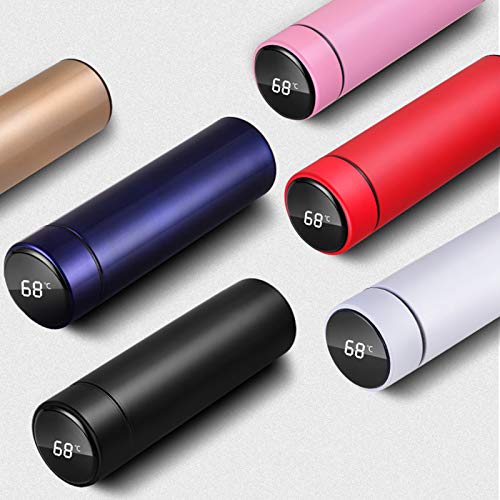 DECDEAL Copo de vácuo 500ml Visor LED de temperatura Garrafa de água de aço inoxidável de parede dup