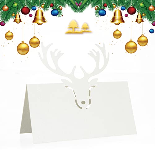 Homo Trends Christmas Place Cards Place Cards for Table 50Pcs Place Name Cards Deer Christmas Name Place Holders Wedding Card Table Place Card for Wedding Supplies or Party Favor