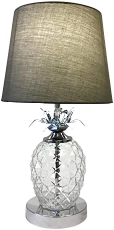 firstchoicelighting Pair of Modern Pineapple Design Touch Operated Table Lamps or Bedside Lights - Chrome with Grey Shade Touch Lamp LED Compatible 42cm Tall