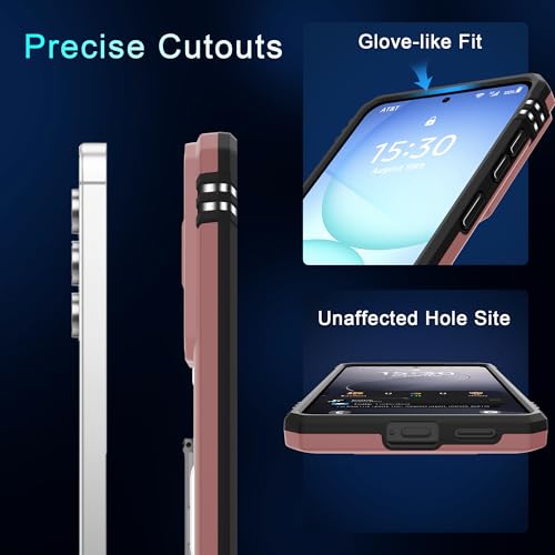 DEERLAMN Case for Samsung Galaxy S26 6.3-Inch with Slide Camera Cover+Screen Protector(1 Pack), Rotated Ring Kickstand Military Grade Shockproof Protective Cover-Rose Gold by DEERLAMN - Used condition - Image 6