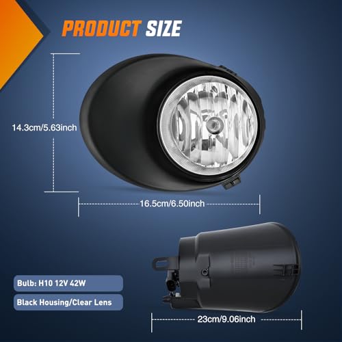Image of Nilight Fog Light Assembly Compatible with 2007 2008 2009 2010 2011 2012 2013 Toyota Tundra 2008-2011 Toyota Sequoia w /Metal Bumper Model Clear Lens Driver and Passenger Side