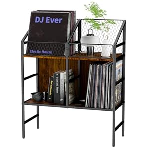 Vinyl Record Holder Storage Rack,200 LP Wooden Record Display Table for Albums Books Magazines Files for Living Room Bedroom