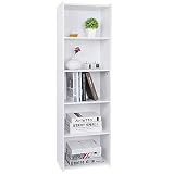 MEZHI 5-Tier Reversible Color Open Shelf Bookcase Bookcase Bookshelf Storage White
