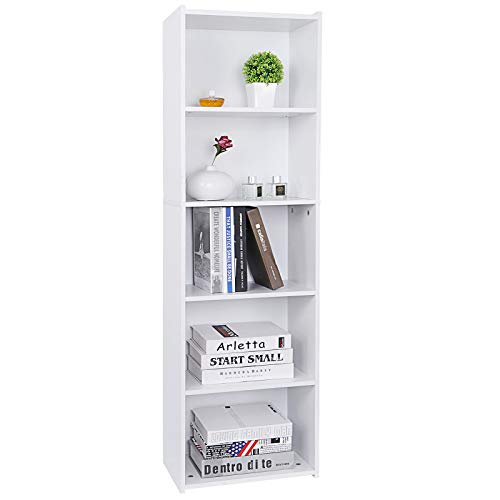 Mezhi 5-Tier Reversible Color Open Shelf Bookcase Bookcase Bookshelf Storage White #TOP5
