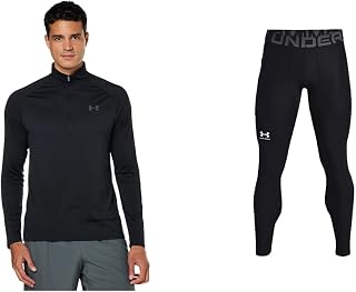 Under Armour Tech 2.0 1/2 Zip, Versatile Warm Up Top for Men, Light and Breathable Zip Up Top for Working Out Men, Black/Charcoal, L & Comfortable and Robust Gym Leggings