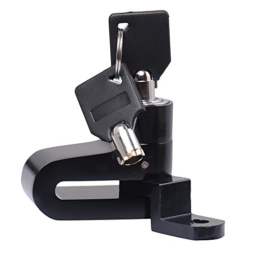 Anti-Theft Bicycle Brake Wheel Lock Portable Stainless Steel Bike Disc Lock for Motorcycle Scooter Rotor Wheel Disc Brake Lock Mountain Road MTB Bike Cycling with Two Keys (Black)