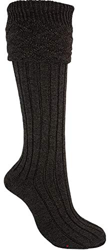 Scottish Wool Kilt Hose In Peat (Brown) Traditional Design Size Large - UK: 8.5-11.5