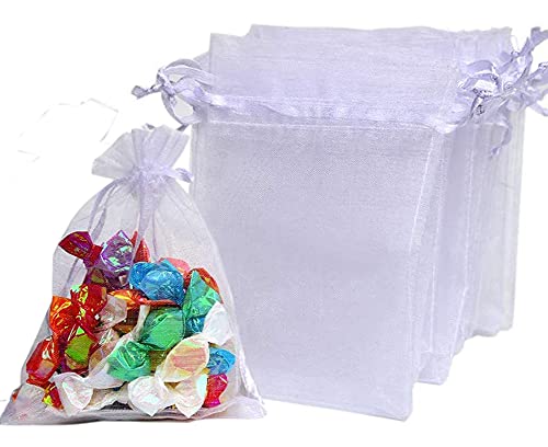 100PCS Organza Gift Bags 4x5 inch by Sooleo, Small Bag for Jewelry with Drawstring, Mesh Bags Drawstring for Wedding Favors, Jewelry, Festival, Drawstring Bags for Packaging
