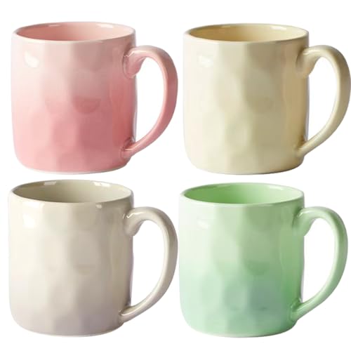 Image of Pykrudo Ceramic Mugs Set of 4 Pieces,350ml Stoneware Cups for Coffee, Tea, and Mulled Drinks, Espresso,Blue&Green&Yellow&Orange
