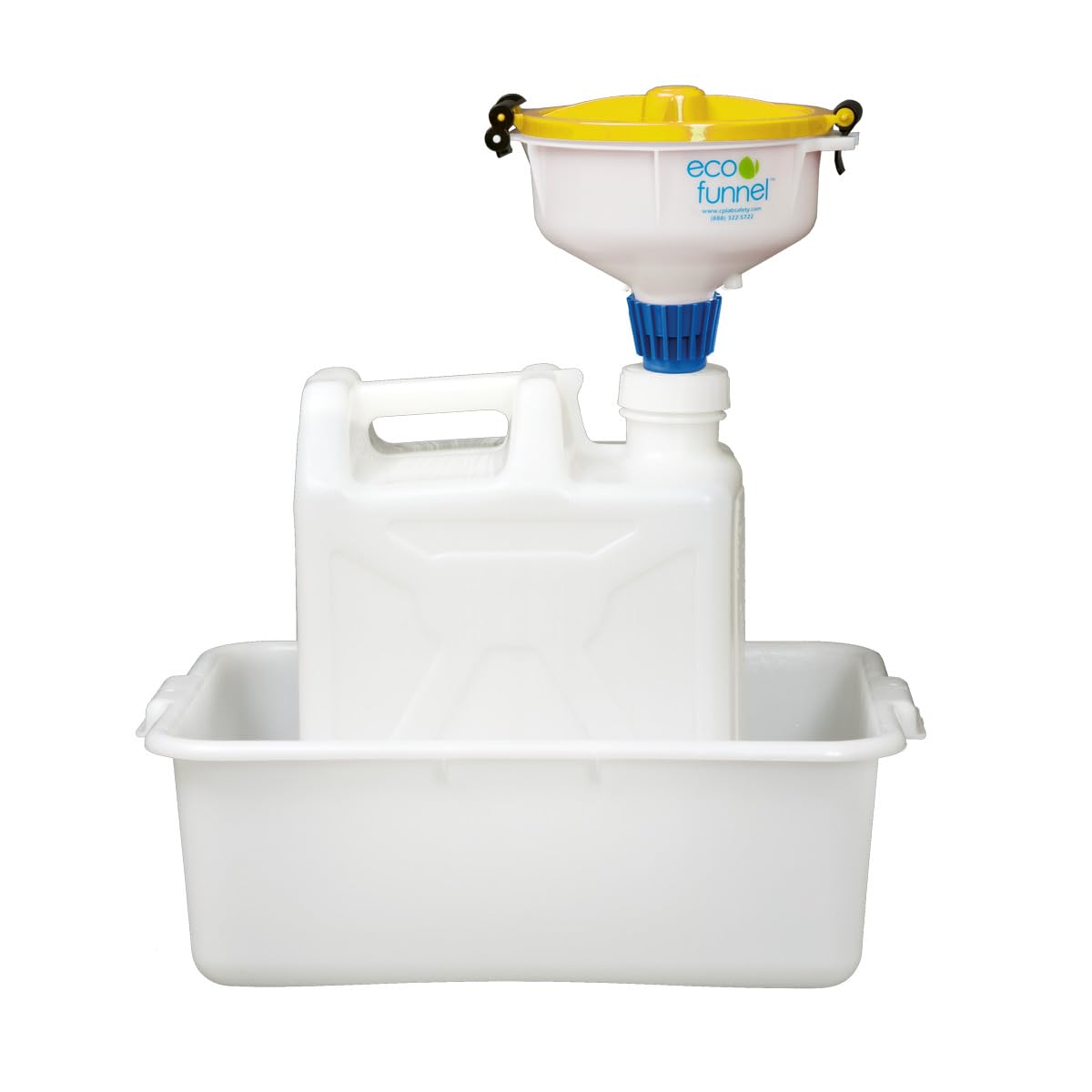 8 inch ECO Funnel System, 20 Liter Rectangular Carboy with 70mm Closure, Secondary Container, Yellow Lid