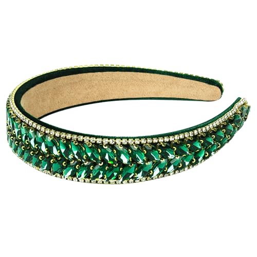 yefaye Sparkly jeweled dressy rhinestone fashion headbands hair bands for women's hair (green)