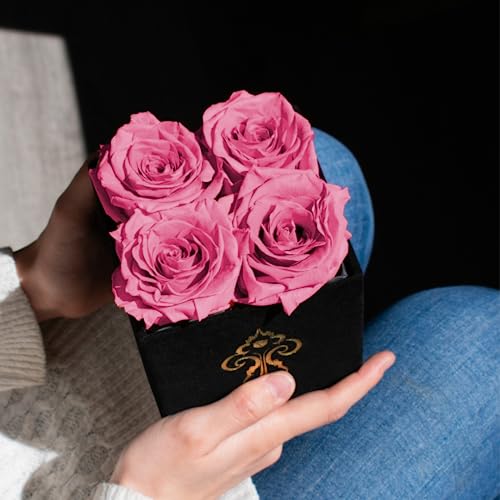 Premium Roses | Jolie Black Box Pink Roses | Real Roses That Last 365 Days | Preserved Roses, Handmade, Perfect for Valentine's Day, Christmas, Weddings, Bridal Showers or Any Occasion (Pink) - Thumbnail 5