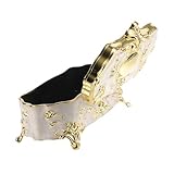 LOLIPPYY Caja Joyero Vintage de Aleación con Floral Cofre Tesoro Decorativo para Almacenamiento de Pendientes y Adornos de Escritorio Diseño Resistente y Elegante Color Dorado Blanco