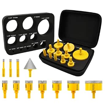 HIGHDRIL Diamond Hole Saw Kit - 6/8/10/20/25/28/32/35/45/65mm Drill