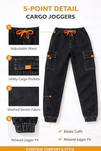 Image of Bold N Elegant Comfy Kid's Trendy Cool Print Washed 6 Pocket Denim Elasticated Jeans Joggers Pant for Baby Boys Girls