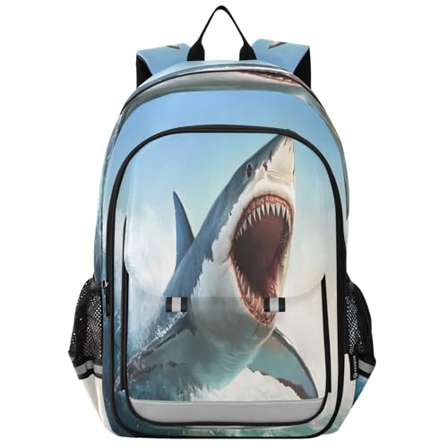 Sac à dos pour ordinateur portable requin hurlant océan grand format lycée voyage