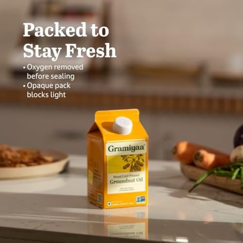 Image of Gramiyaa Cold Pressed Groundnut Oil 500 Ml | Traditionally Extracted | Chemical-free, Zero Trans-fat Cooking Oil | Unrefined Oil | Kachi Ghani Peanut oil for Cooking