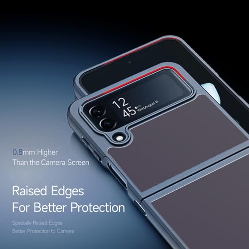 Image of RIGGEAR Shockproof Sleek Hybrid Armor Back Cover Case Compatible with Samsung Galaxy Z Flip 4 (Smoke Black Matte PC + Black TPU Bumper)