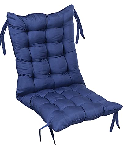 Kuber Industries 18 * 36 Inch Microfiber Non Slip Rocking Chair Back and Seat Cushion with Ties (Navy Blue)