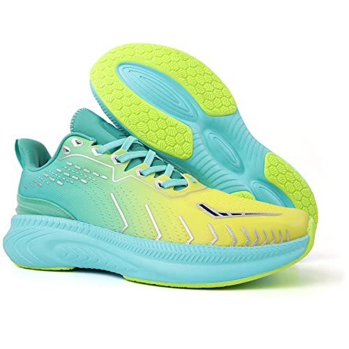 Mens Max Cushioned Walking & Running Shoes Sneakers,Thick Soles,Light Weight & Breathable For Everyday Jogging,Workout,Athletic,Standing,Green,Size 7 #TOP2