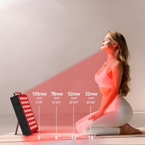 Image of Red Light Therapy Panel 5 Wavelength 40 Dual Chip High-Efficiency LEDs 630+660+810+830+850nm Red and Near Infrared Lamp Therapy Device 60W Timer & Stand for Body Pain Relief Face Skin Health