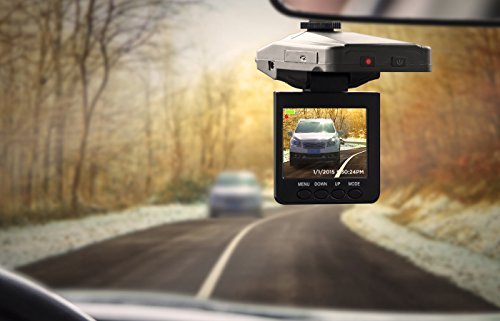 Aduro U-Drive DVR Video/Audio Dash Cam w/Infrared Night Vision LED's, 2.4" LCD Screen, 270° Rotation, Auto on/Off (Retail Packaging)