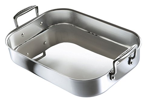 Le Creuset 961022701 3-warstwowy prostokątny garnek ze stali nierdzewnej, 35 cm, srebrny