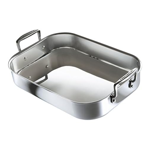 Le Creuset 961022701 Roestvrijstalen rechthoekige braadpan met 3 lagen, 35 cm, zilverkleurig