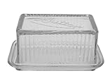 Creative Co-Op Clear Pressed Glass Butter Dish with Lid