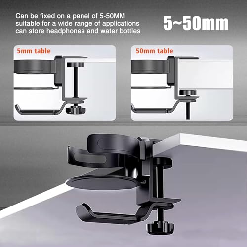 HeavyRain Aluminum Under Desk Cup Holder with Headphone Hook & Cable Clip by Heavyrain - Used condition - Image 7
