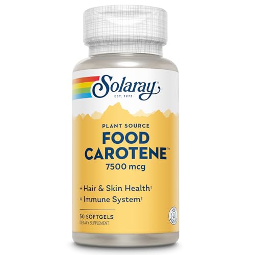 SOLARAY Food Carotene 7500mcg (25000 IU) - Beta Carotene Vitamin A Supplement - Wellness and Immune Support Supplement, Potent Eye Vitamins and Skin Food, Plant Sourced, 60-Day Guarantee, 50 Softgels
