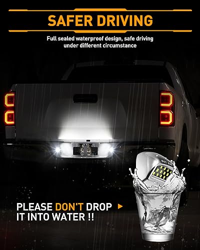 Image of LESAUCE Full LED License Plate Light Silver Housing Tag Lamp Assembly Replacement for Chevy Silverado 1500 2500 3500 Suburban Tahoe GMC Sierra Yukon XL, 6000K White, Pack of 2