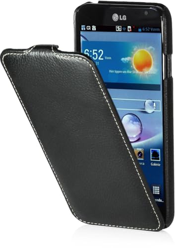 STILGUT Exklusive Ledertasche UltraSlim Hülle für LG Optimus G Pro E988 in Schwarz