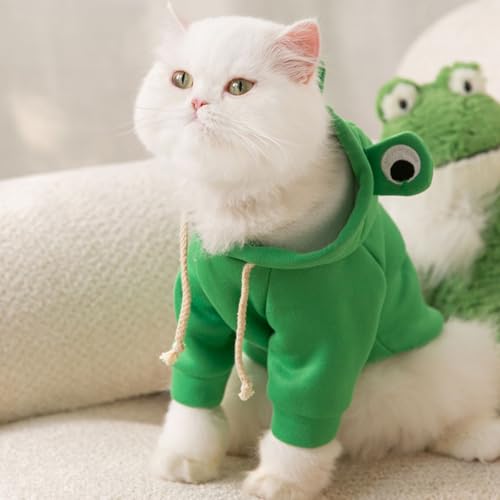 Cat Halloween Costumes Frog Pajamas,Cosplay Party Funny Dog Winter Clothes Girl Boy, Pet Jumpsuit (X-Small,Frog)
