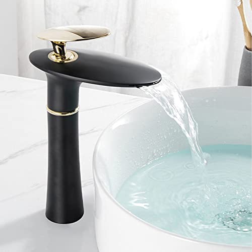 Robinet cascade chaude froide en laiton noir pour lavabo bassin salle de bain
