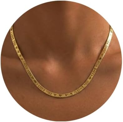 Gold Herringbone Necklace Chain 4mm Stainless Steel Snake Chain Dainty Layer Necklaces for Women Daily Wear 16"+2" Adjustable