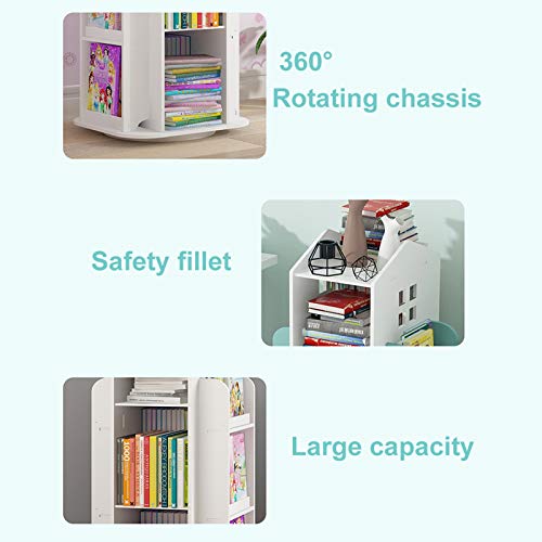 Gwxjz Cd Dvd Racks 360° Rotating Children's Bookshelf Organiser - Magazine Picture Book Stand, Kepmogoh Simple Floor Bookcase Storage Shelves For Home / Study / Dorm Room ( Color : White ) #TOP2