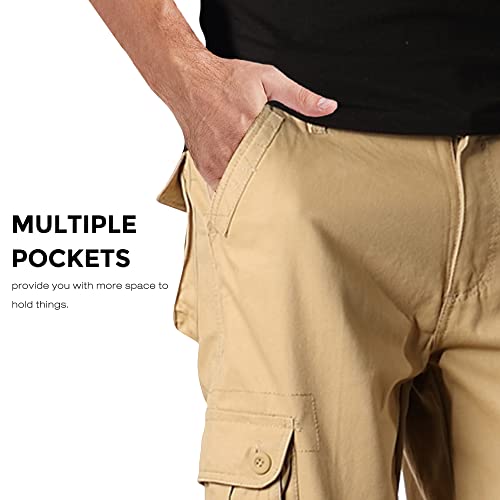 Glestore Cargo Pants For Men Relaxed Fit Casual Work Trousers Cotton Hiking Tactical With Pockets Khaki 32 #TOP3