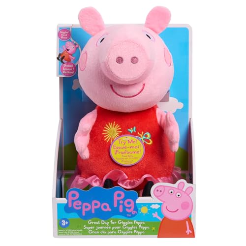 Just Play Peppa Pig Great Day for Giggles Peppa - Peluche de 9 Pulgadas con música y Sonido, risitas y resoplidos, Juguetes para niños a Partir de 3 años