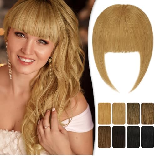 RUWISS Clip in Fringe 100% Human Hair Clip in Bangs Wispy Bangs Fringe with Temples Fringe Extensions Clip in Hair for Women Bangs Hairpieces for Daily Wear(Dark Brown)