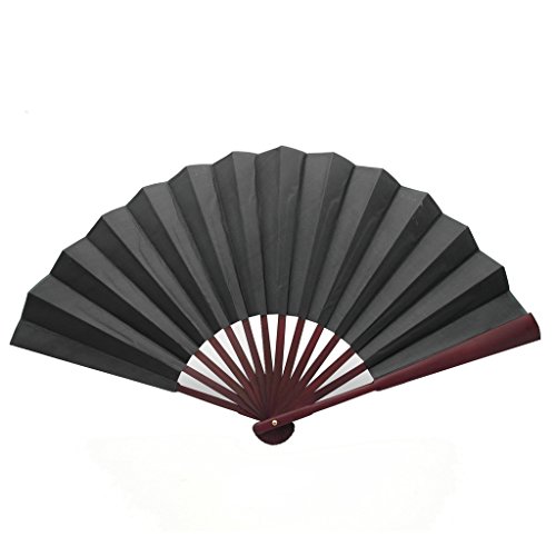 Trendbox Chinese Traditional Nylon-Cloth Handheld Folding Fan - Black #TOP10