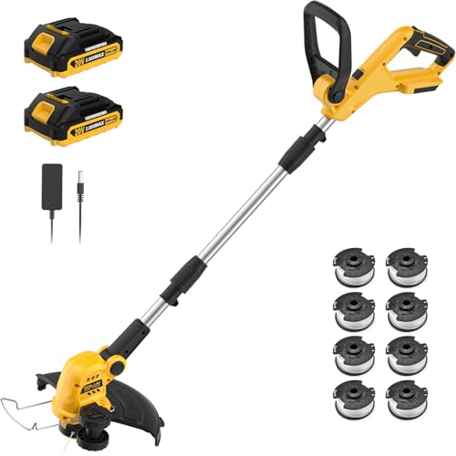 ZEGJAW 12 Inch 20V Cordless String Trimmer and Edger, 2-in-1 Weed Wacker Lawn Edger with 2x2.0Ah...