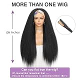 WIGNEE Kinky Straight peruka z opaską na głowę dla kobiet, 66 cm, prosta peruka z czarną opaską, peruka afro perwersyjna peruka dla czarnych kobiet.